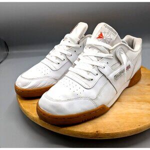 REEBOK Workout Plus Men 11 Classic Shoe White Leather Gum Sole CN2126 Sneaker
